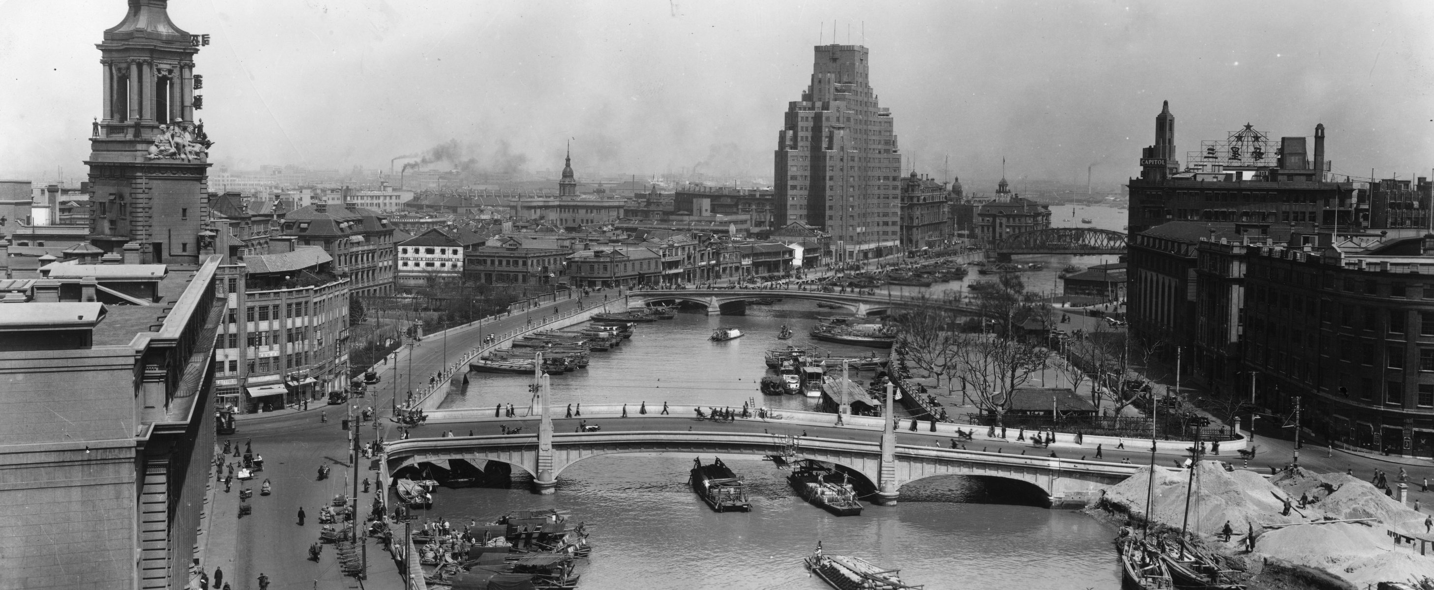 retro vecchio shanghai anni 30 fiume lungomare