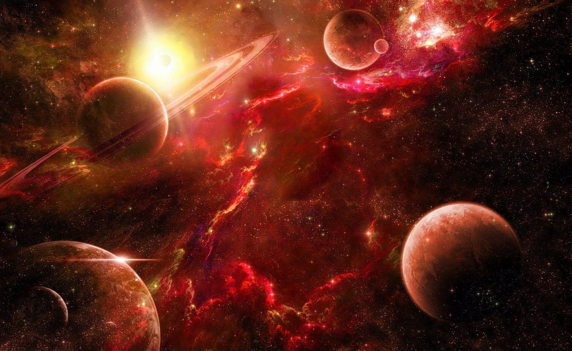 cosmos planets nebula space planet red star