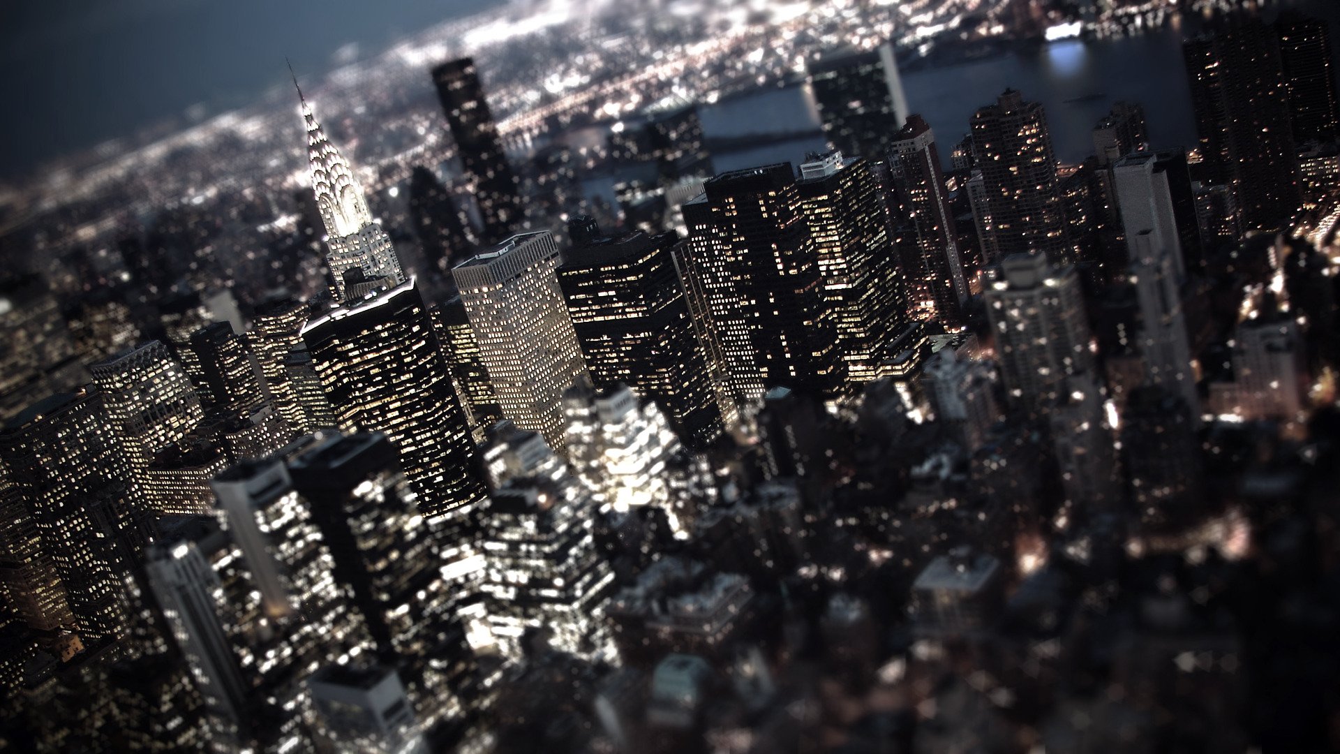 town night lights new york city photo tilt-shift background wallpaper