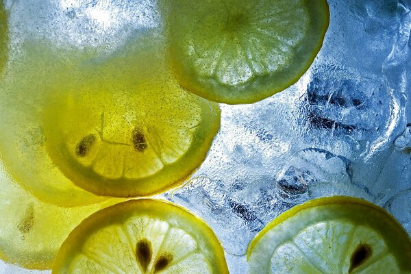 Lemonade with lemon and ice