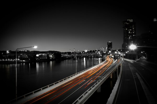 Night road and lanterns