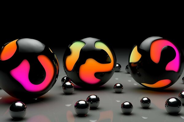 Black balls with bright arnament