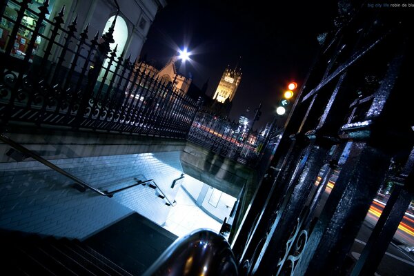 Night landscape with reflecting lanterns