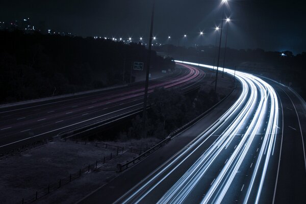 Night lights highway lights