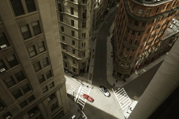 View of the road from an American skyscraper