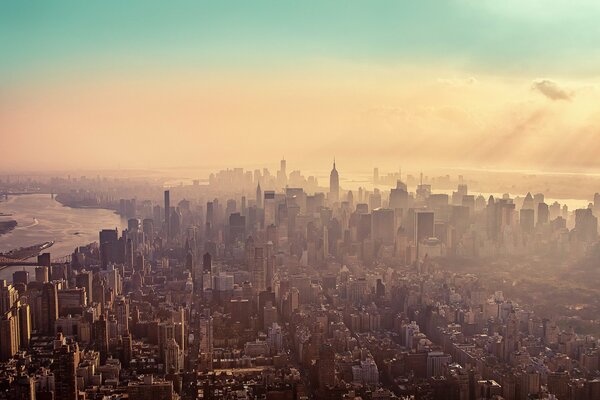 Haze en nueva York a vista de pájaro