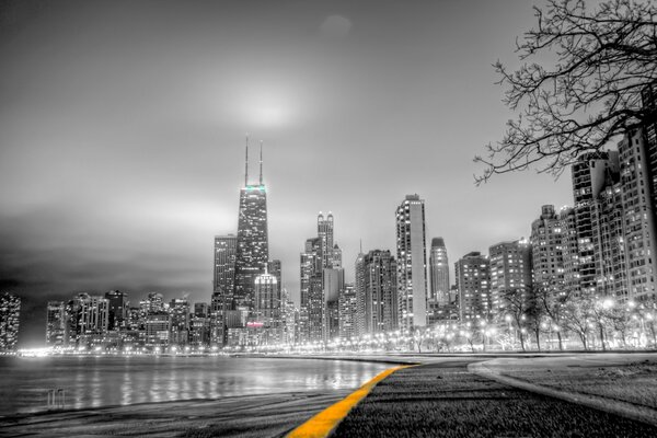 Camino en el parque, en blanco y negro