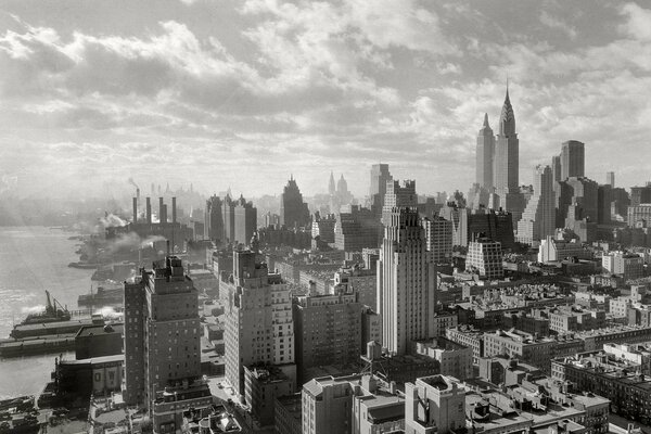 Black and white Manhattan landscape