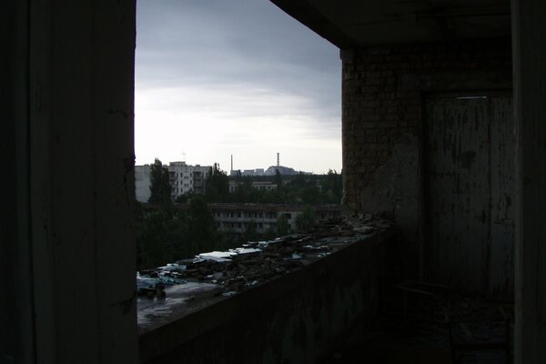 Vista desde la ventana de la estación de Chernobyl