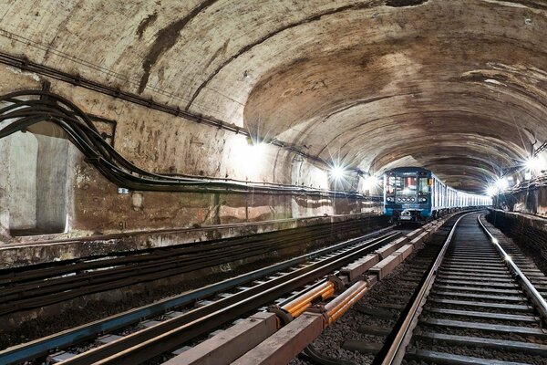 Train in the subway tunnel