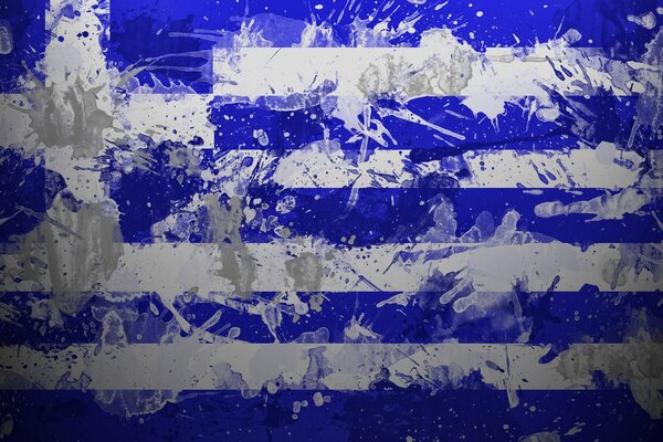 Flag of Greece with streaks and blots