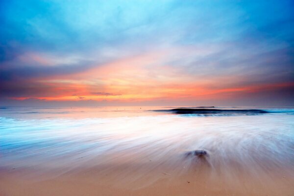 The sea and the sky with the setting sun