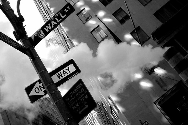 Wall Street, foto de la calle en blanco y negro