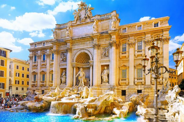 Italian Trevi fountain in rome