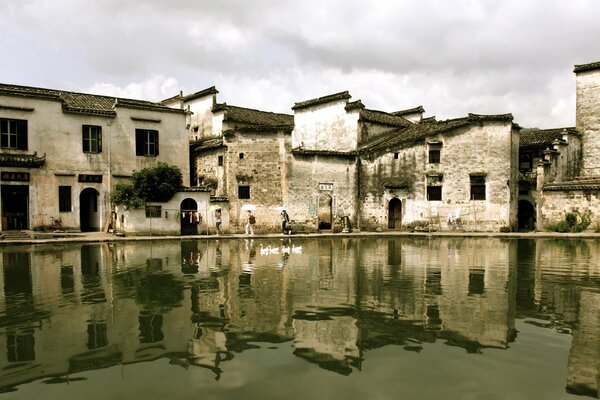 Reflection of the city in the water