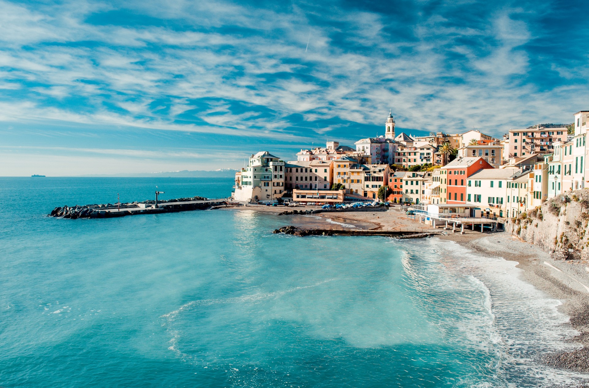 italy clouds ocean water sky sea house