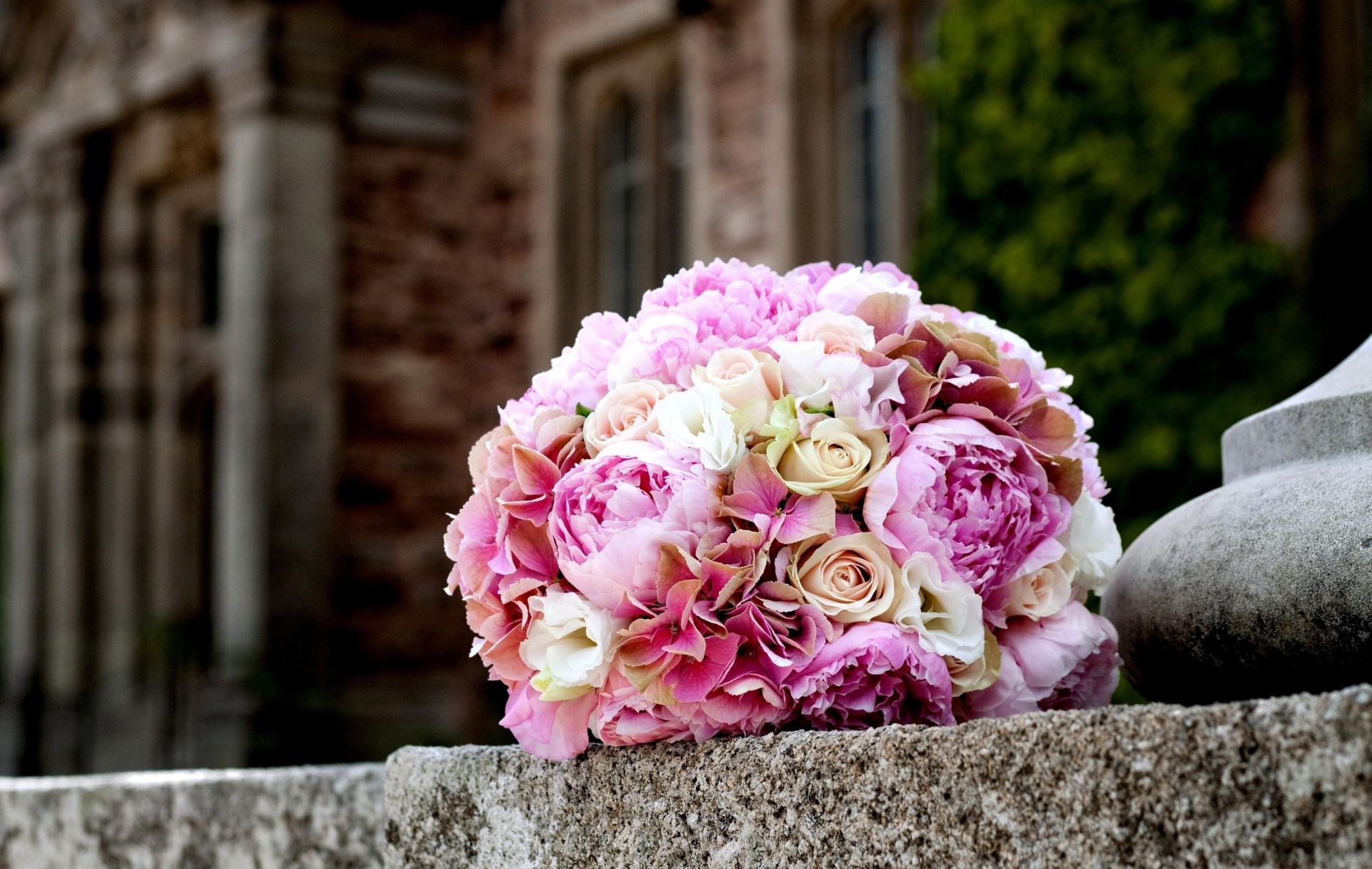 cuvette pivoines roses bouquet marbre doux