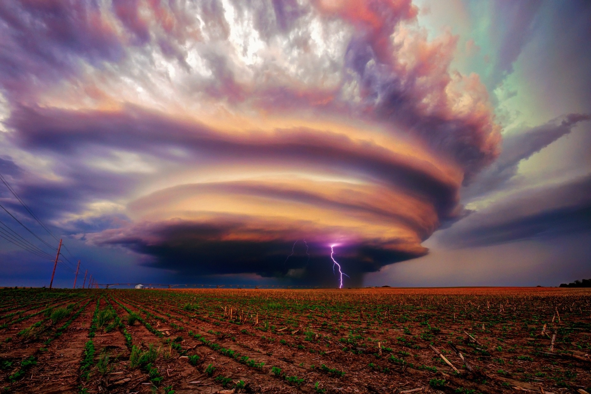 nebraska wolken gewitter blitz feld sturm usa