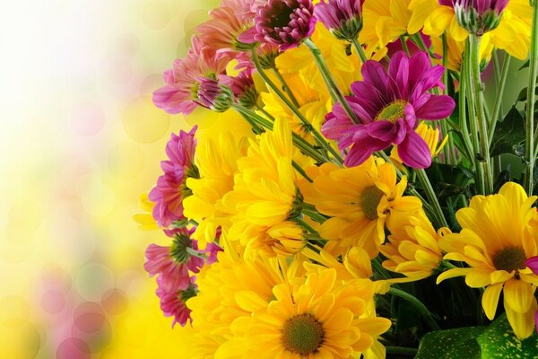 A bouquet of bright yellow flowers