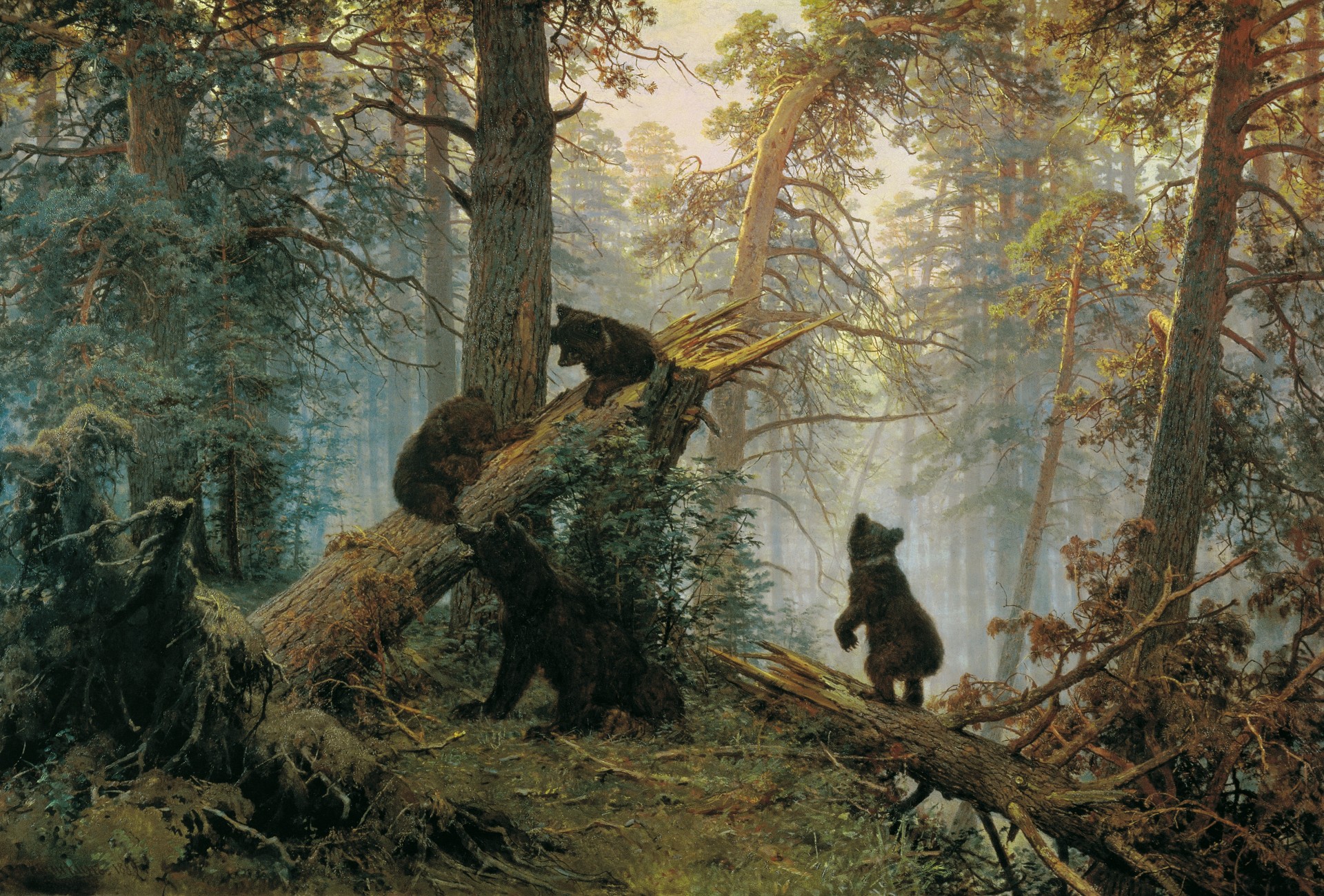 orsi mattina in una pineta foresta ivan ivanovich shishkin