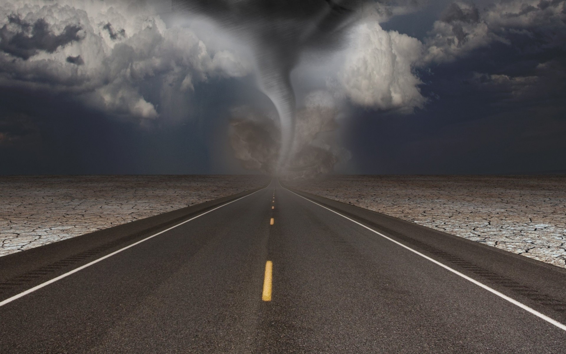 nuages tornade orage nature route