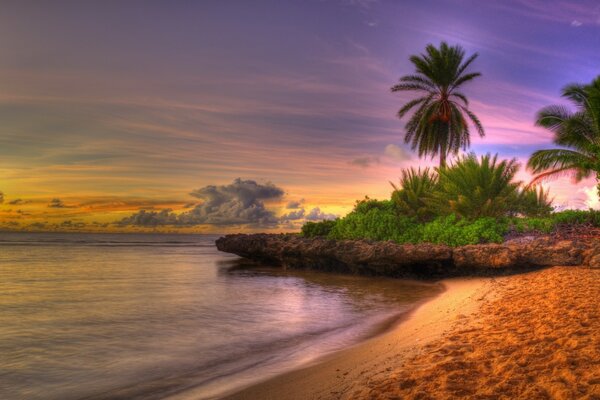 Deserted island at sunset