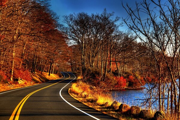 Road water river Autumn