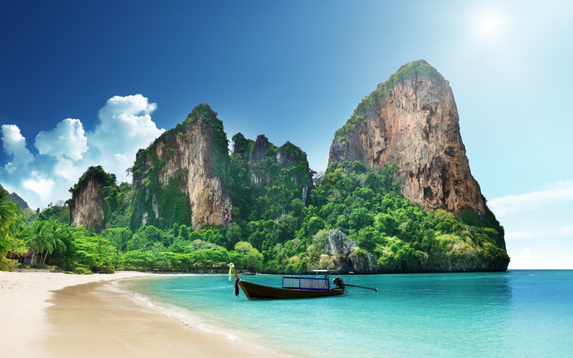 beach nature sky clouds sea landscape boat