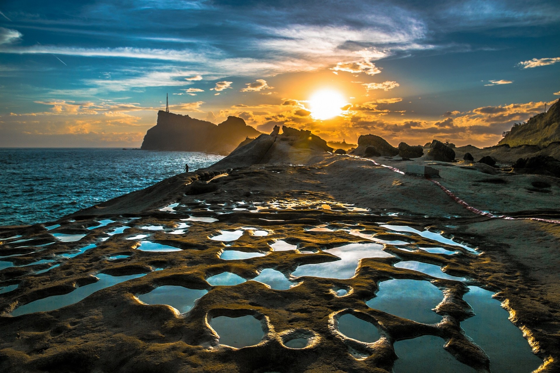 paysage ciel chine côte parc central soleil nuages mer taiwan