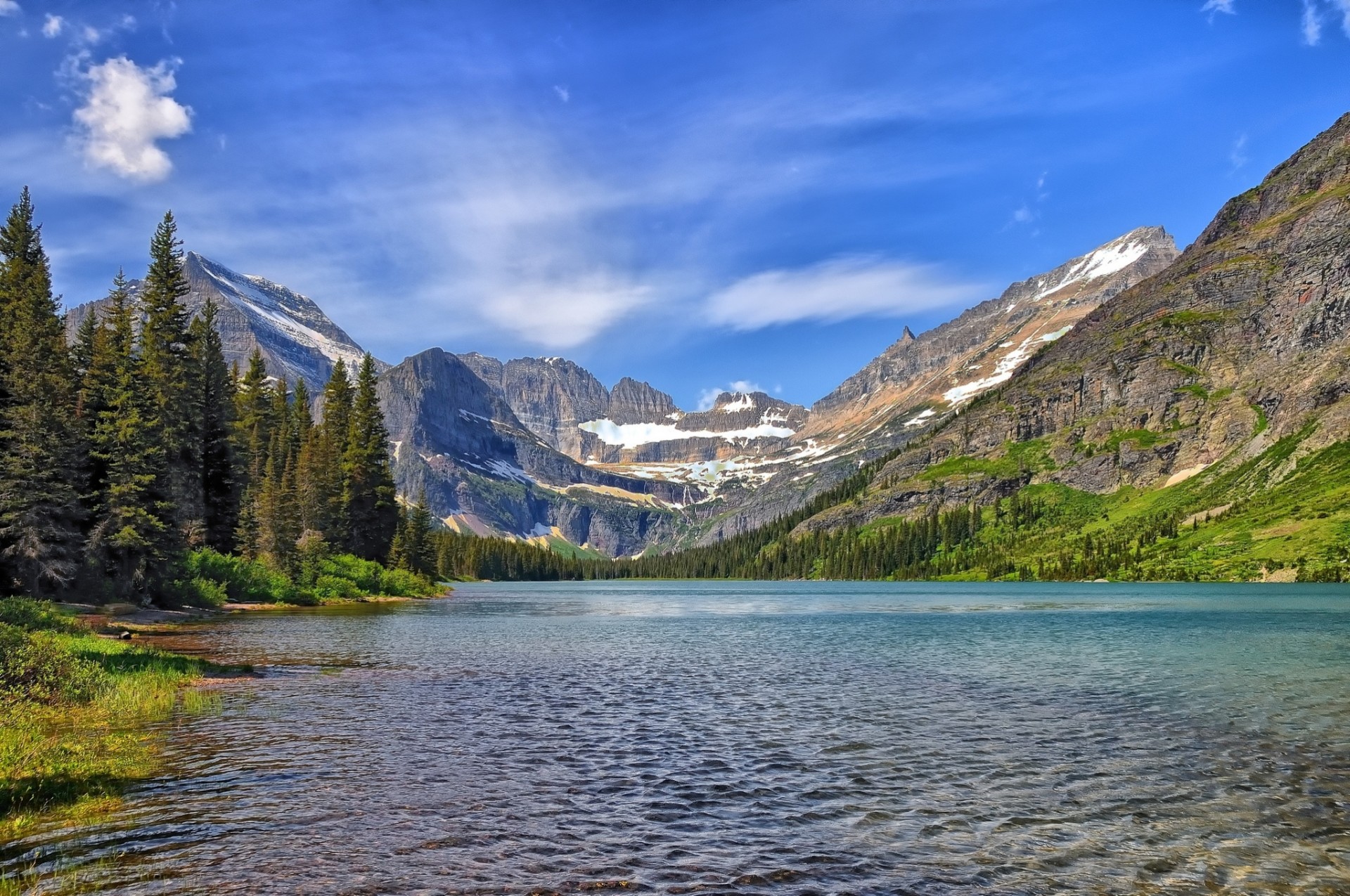 montana lac parc national de glacier glacier lac josephine montagnes