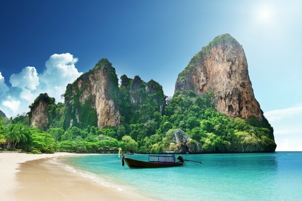 Boat near the sandy beach