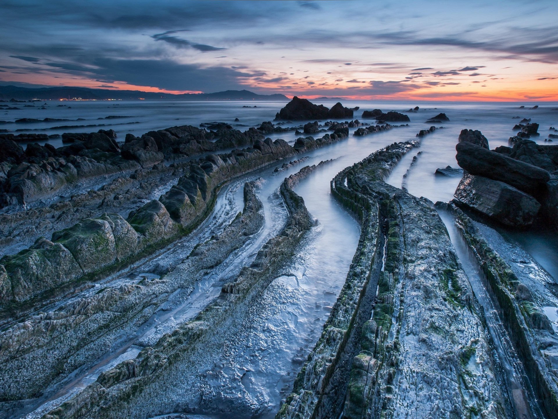 steine sonnenuntergang natur ufer nacht meer felsen