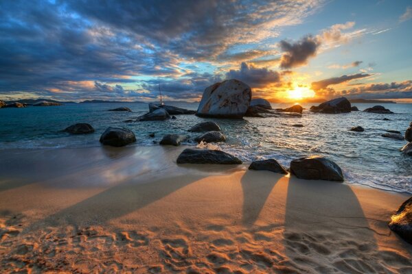 Sand stones on the background of sunset