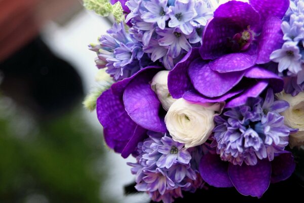 Bellissimi fiori bianchi lilla in un bouquet