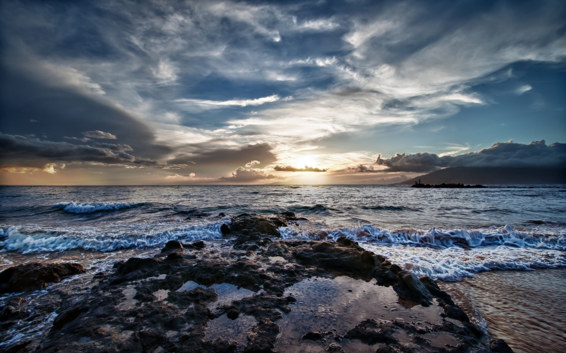 coucher de soleil paysage nuages contour mer paysages soleil