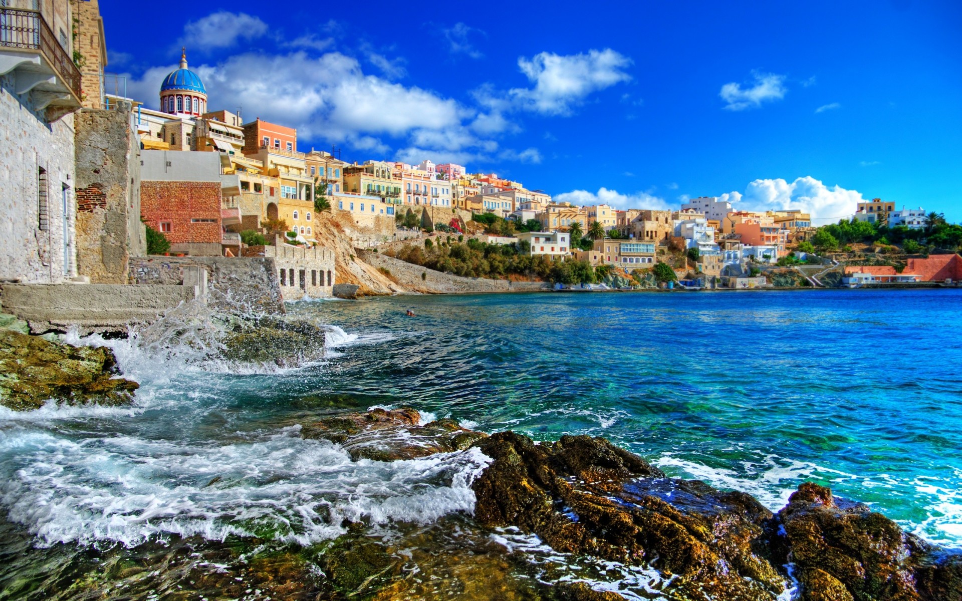 paesaggio natura cielo mare nuvole grecia casa