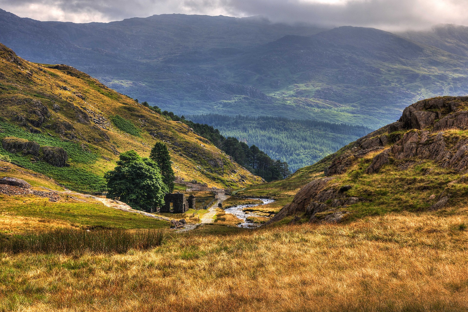 regno unito paesaggio montagne snowdonia fiume