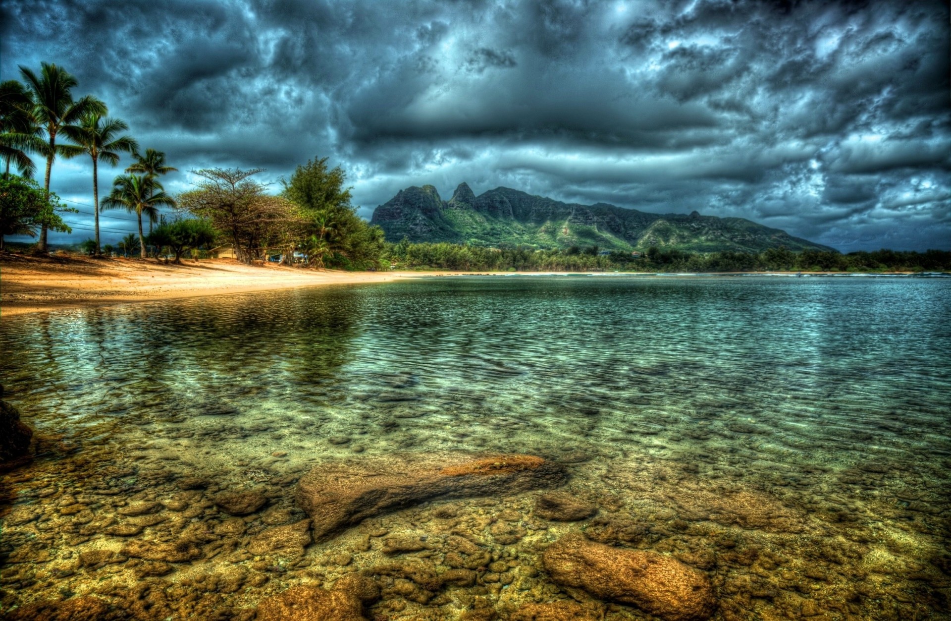 tropical plage île nature tropiques océan ciel montagnes belle nuageux