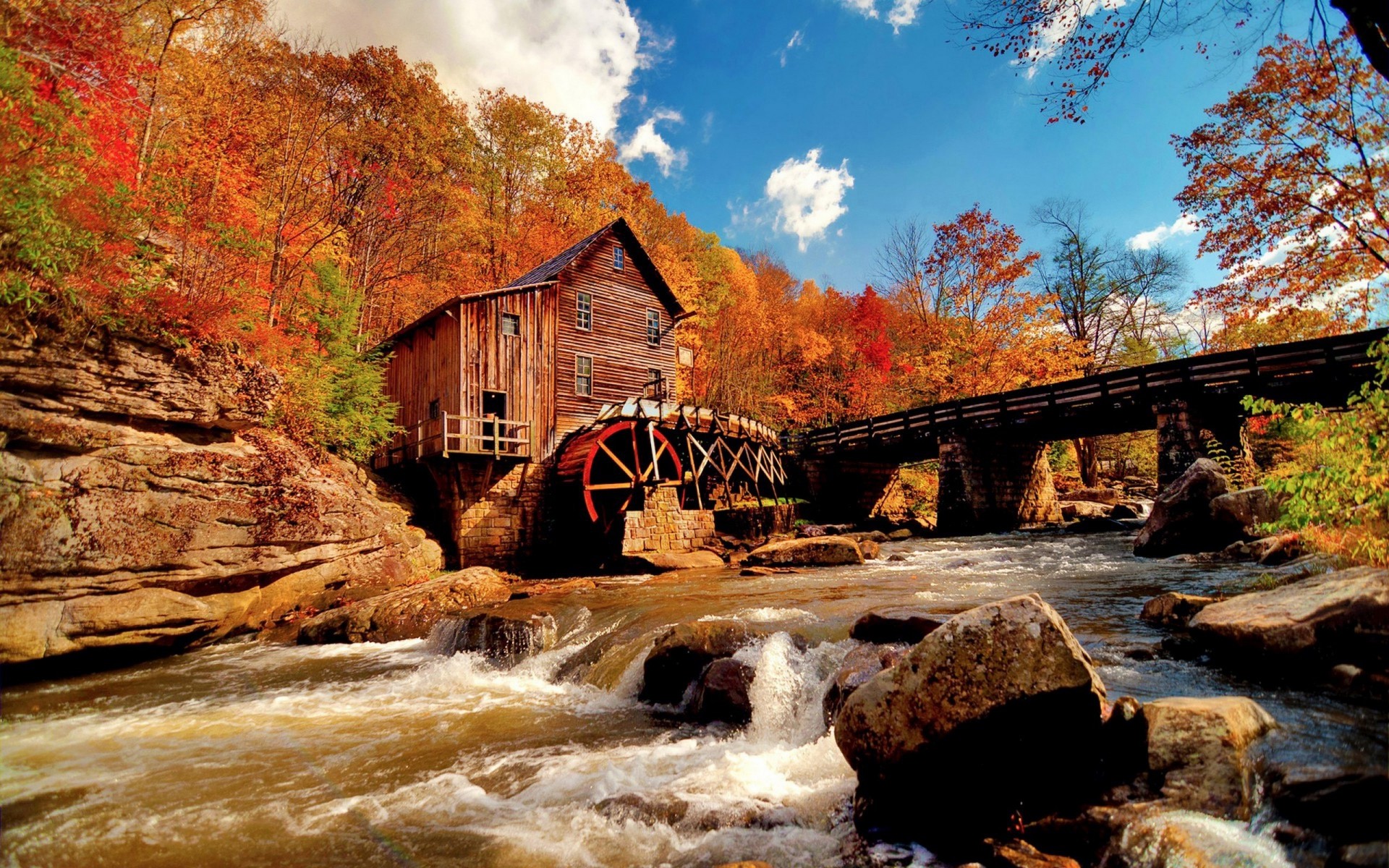 tones autumn mill river nature