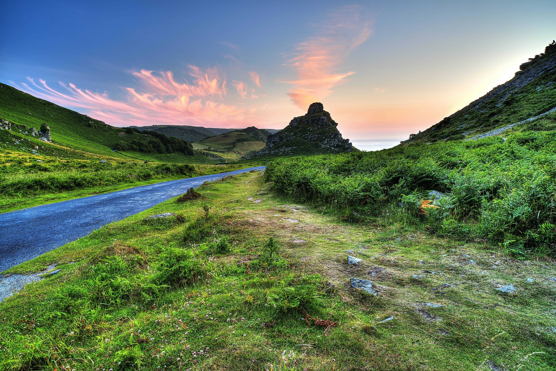 landscape hills exmoor road united kingdom