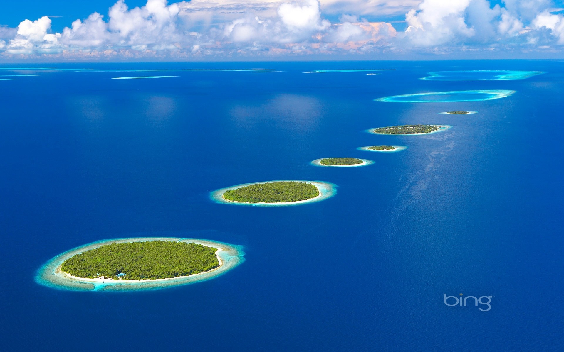 paradiso nuvole isole oceano natura foto cielo maldive bing bello tema