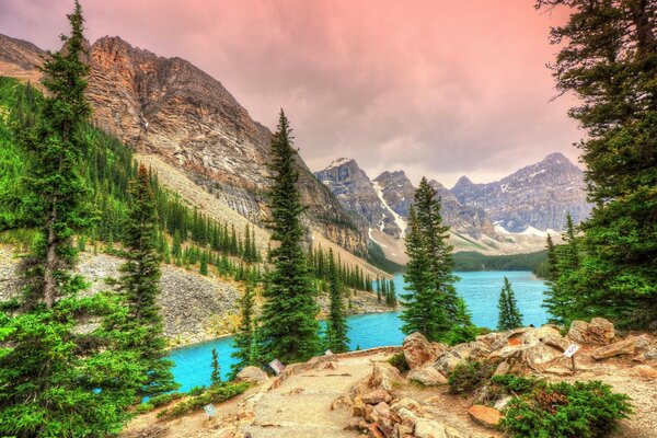 Paisaje del lago Moraine en el parque nacional Banff