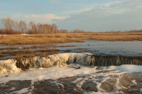 Spring flood in the month of April