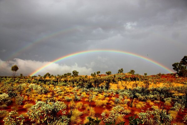 Double rainbow on the Wild West field