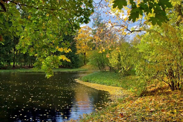 See mit Herbstlaub