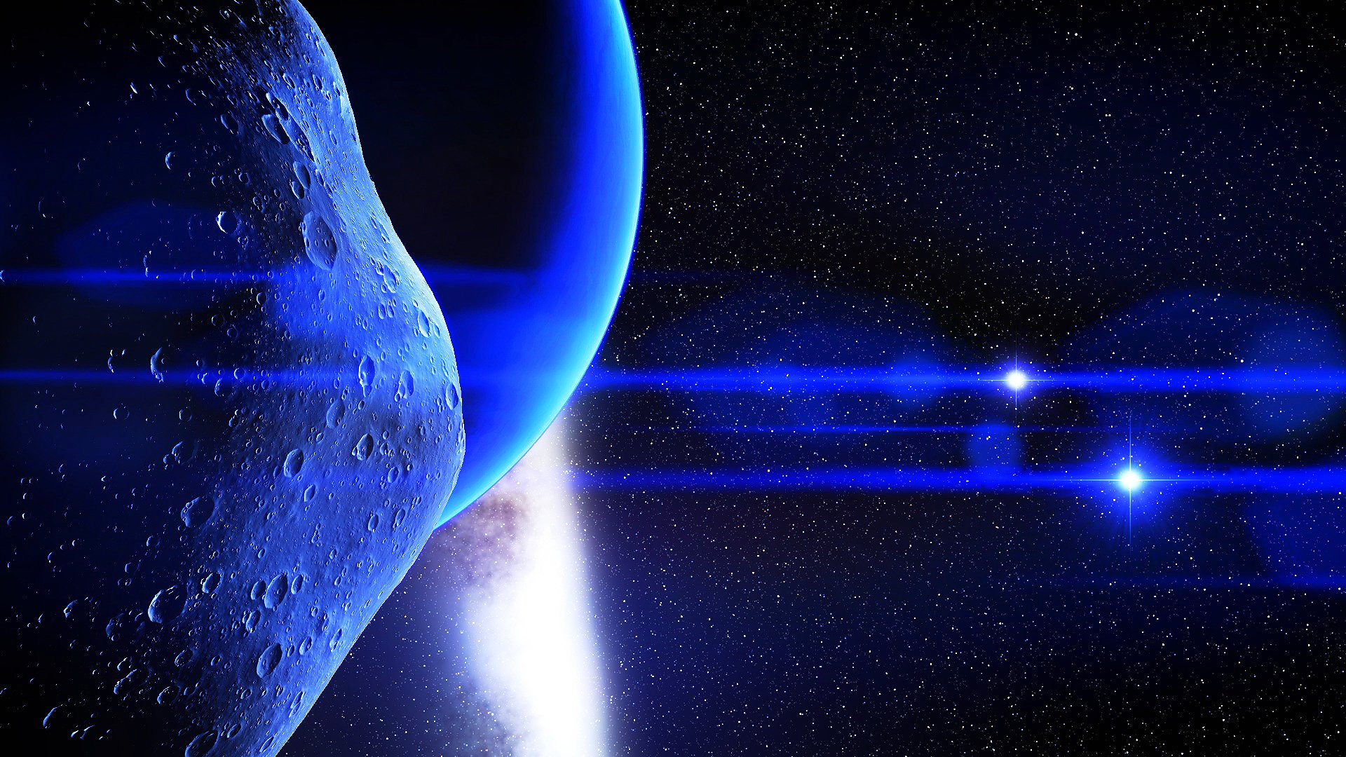 planet asteroid stern licht strahlen universum