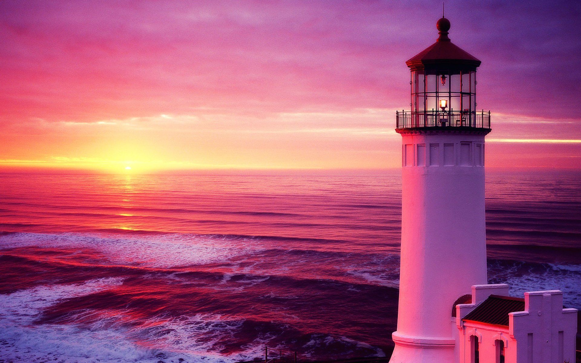 ky mer vagues phare coucher de soleil coucher de soleil ciel