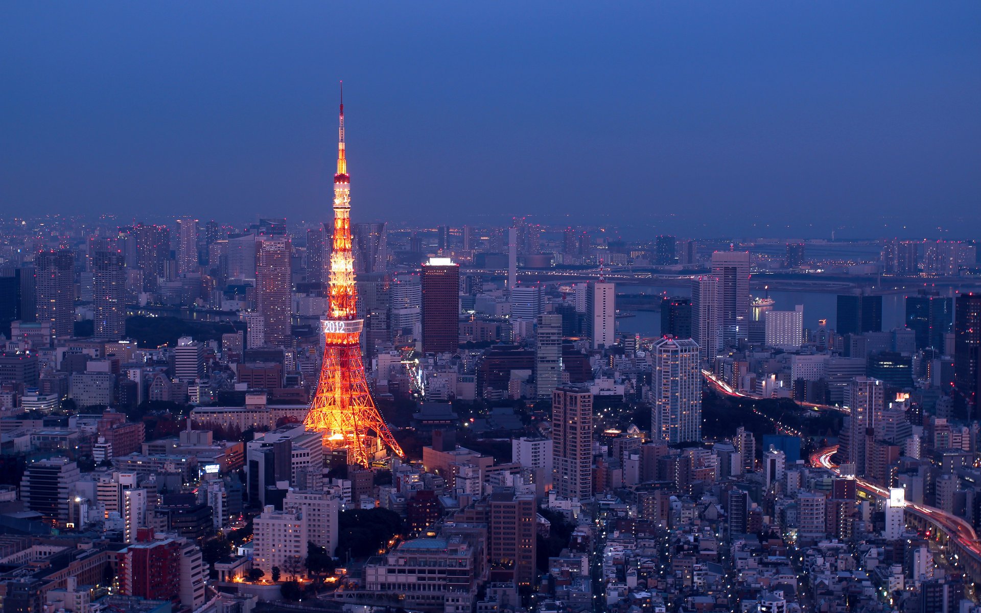 panorama lights night tokyo