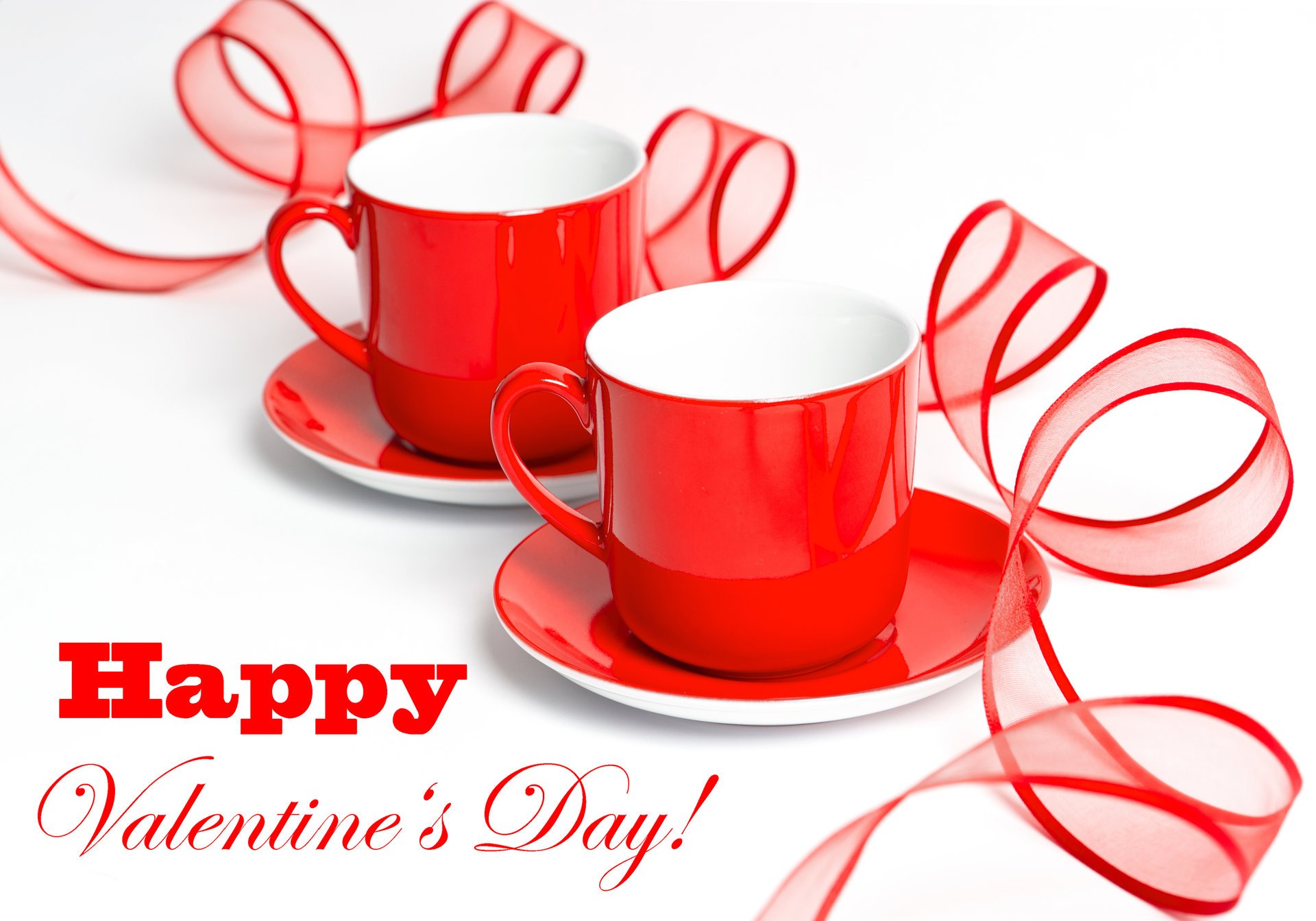 saint valentin rouge tasses soucoupes ruban