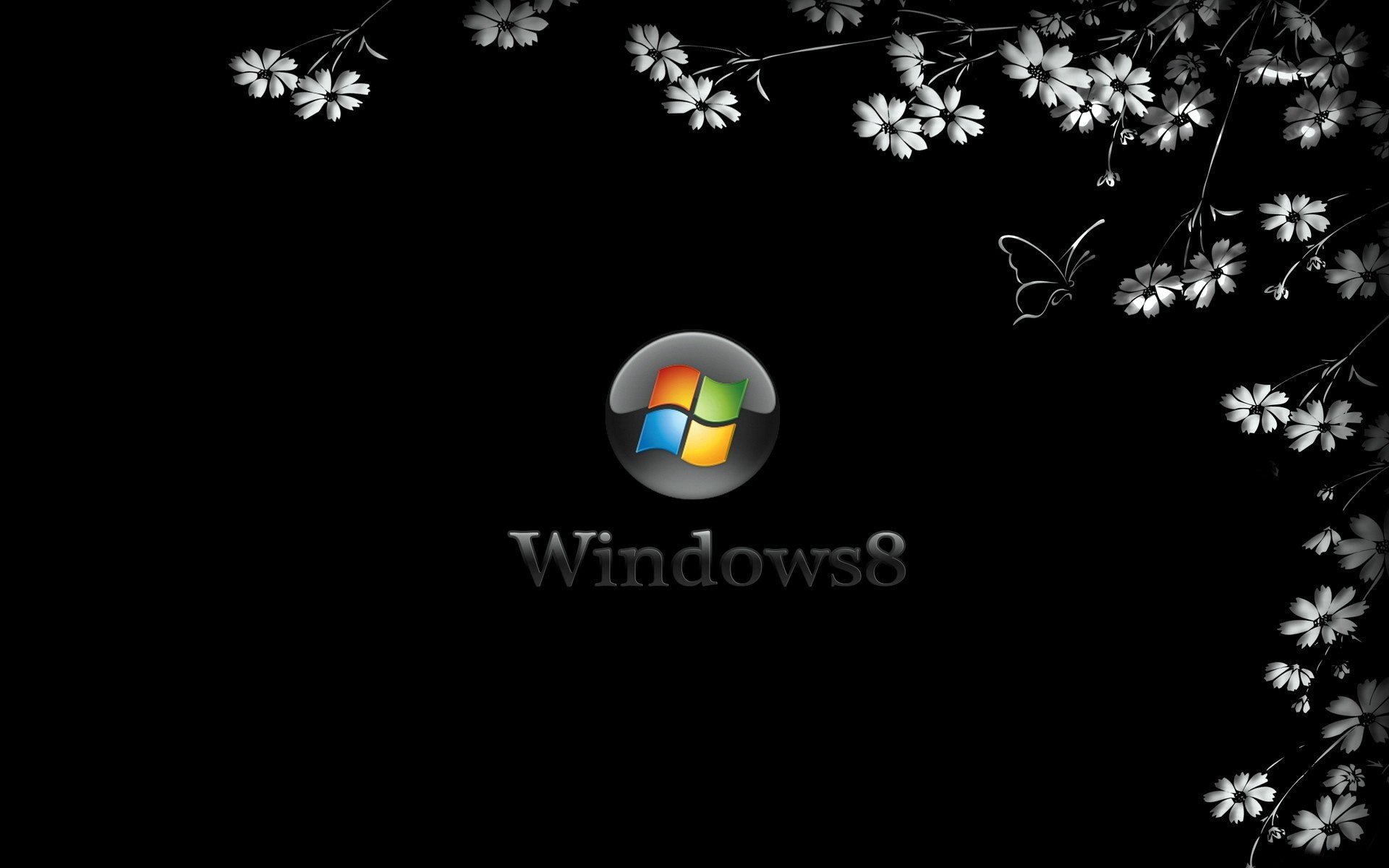 noir windows 8 fleurs fond